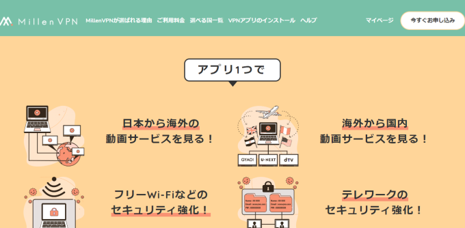 Millen VPN のWebサイト
