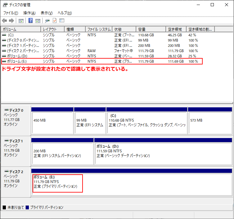 追加したディスクの認識操作の完了