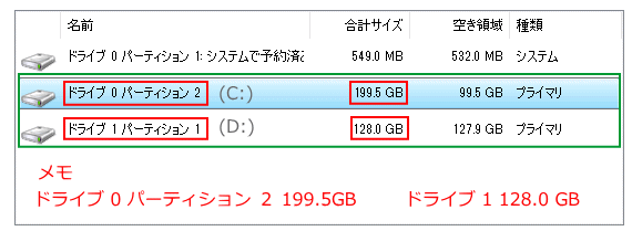 クリーンインストール パーティションを控える