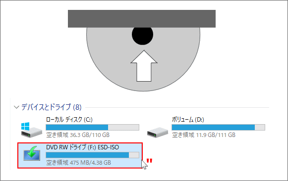 DVDインストールメディアからバージョンアップデート