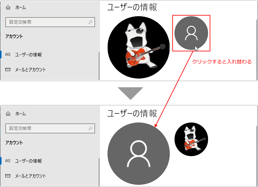 ユーザーの画像を変更