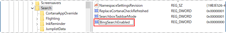 新規に作成した値の名前をBingSearchEnabledに変更