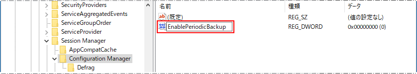 新規に作成した値の名前をEnablePeriodicBackupに変更