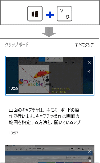 クリップボード履歴の表示