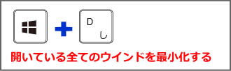 全ウインの最小化ショートカットキー「Windows」＋「D」