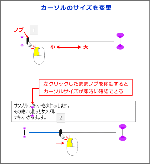 テキストカーソルのサイズの変更