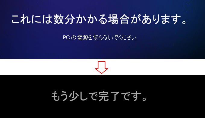 データをすべて削除した初期化の完了