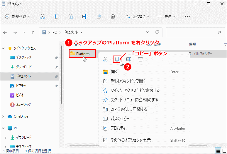 Platform のバックアップをコピー