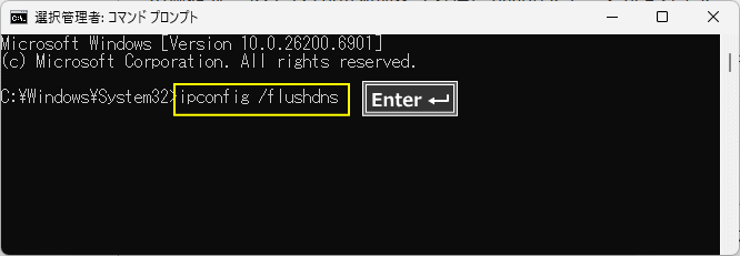 Windows11 コマンドでDNSをリフレッシュ実行
