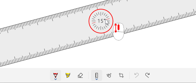 Windows11 Snipping Tool スケッチ加工の定規を回転させる