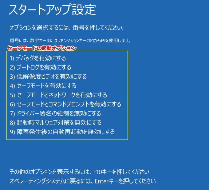 Windows11 修復機能でセーフモードの起動オプションを指定して起動