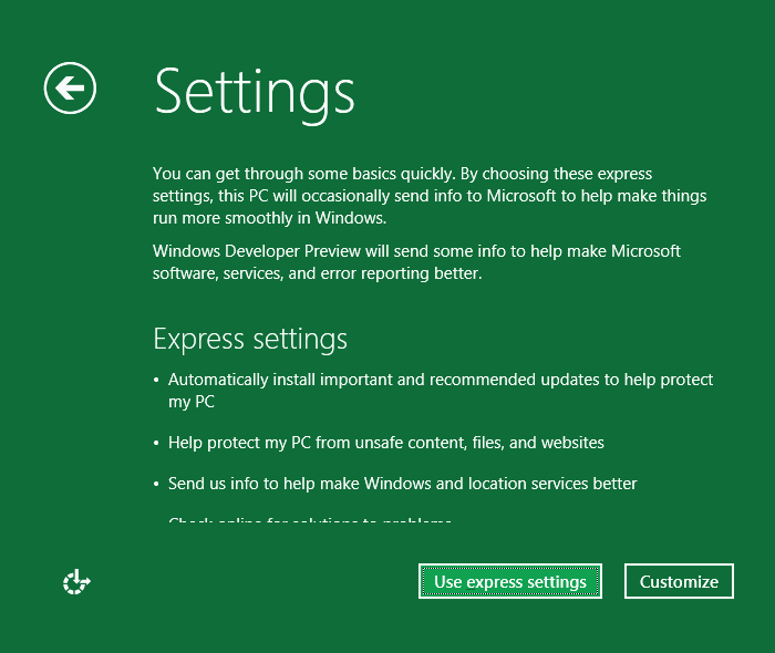 Windows8 インストール Express Setings