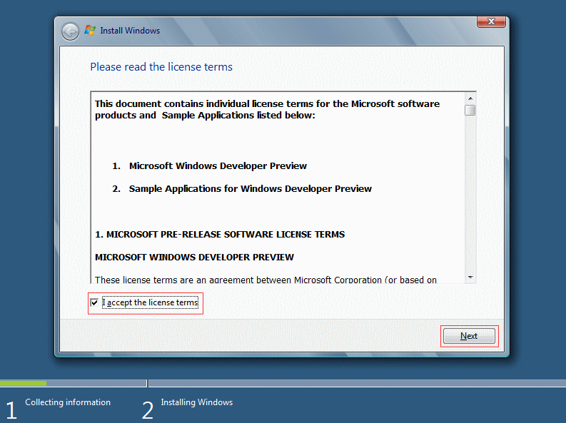 Windows8 インストール Accept