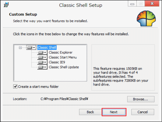 Windows8 スタートメニュー表示 Classic Shell インストール カスタマイズ